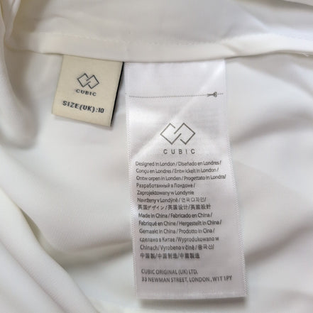 Chemisier Cubic T. M Femme Blanc Volants Strass Manches Courtes Neuf