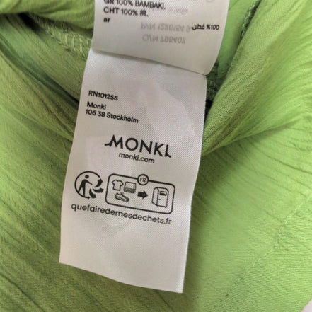 Robe MONKI T.XL Babydoll Verte Coton Manches Bouffantes Neuve Étiquette