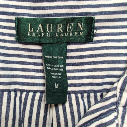 Chemise Lauren Ralph Lauren Femme M Bleu Marine Rayée Coton Logo RLL