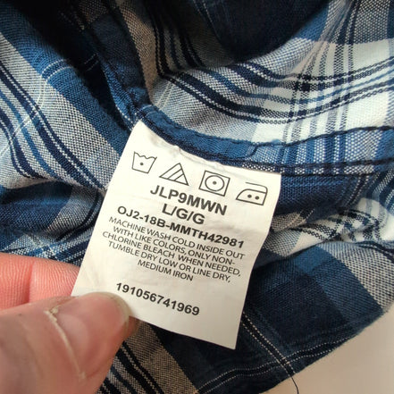 Chemise Wrangler Indigo à Carreaux Bleu et Blanc avec Poches Taille L