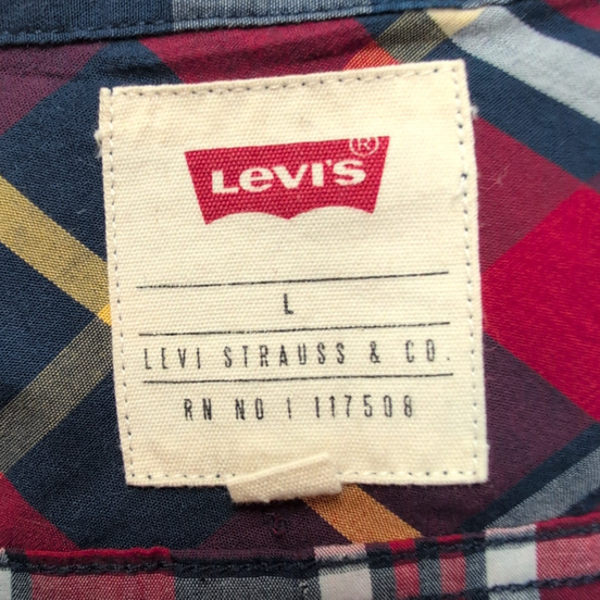 Chemise LEVI'S Homme L Rouge et Bleue à Carreaux Jaunes Manches Courtes