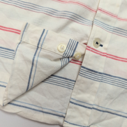Chemise Nautica S Blanc Rayures Rouge Bleu MC Classic Fit 100% Coton