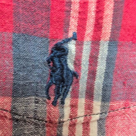 Chemise Ralph Lauren Bleeding Madras M rouge bleu manches courtes