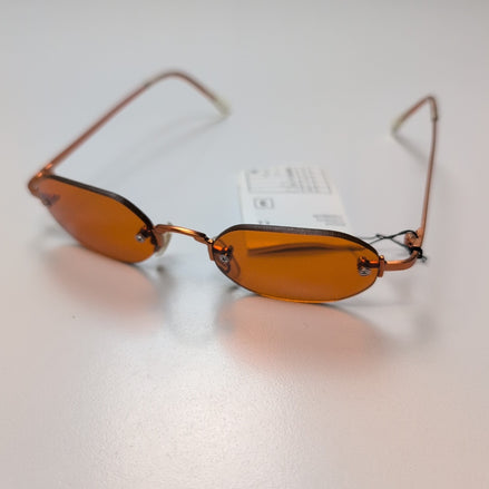 Lunettes de soleil Y2K Sans Monture Verres Ovales Ambre Branches Fines
