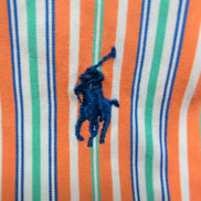 Chemise Ralph Lauren XL Rayures Orange Bleu Vert Logo Bleu Coton
