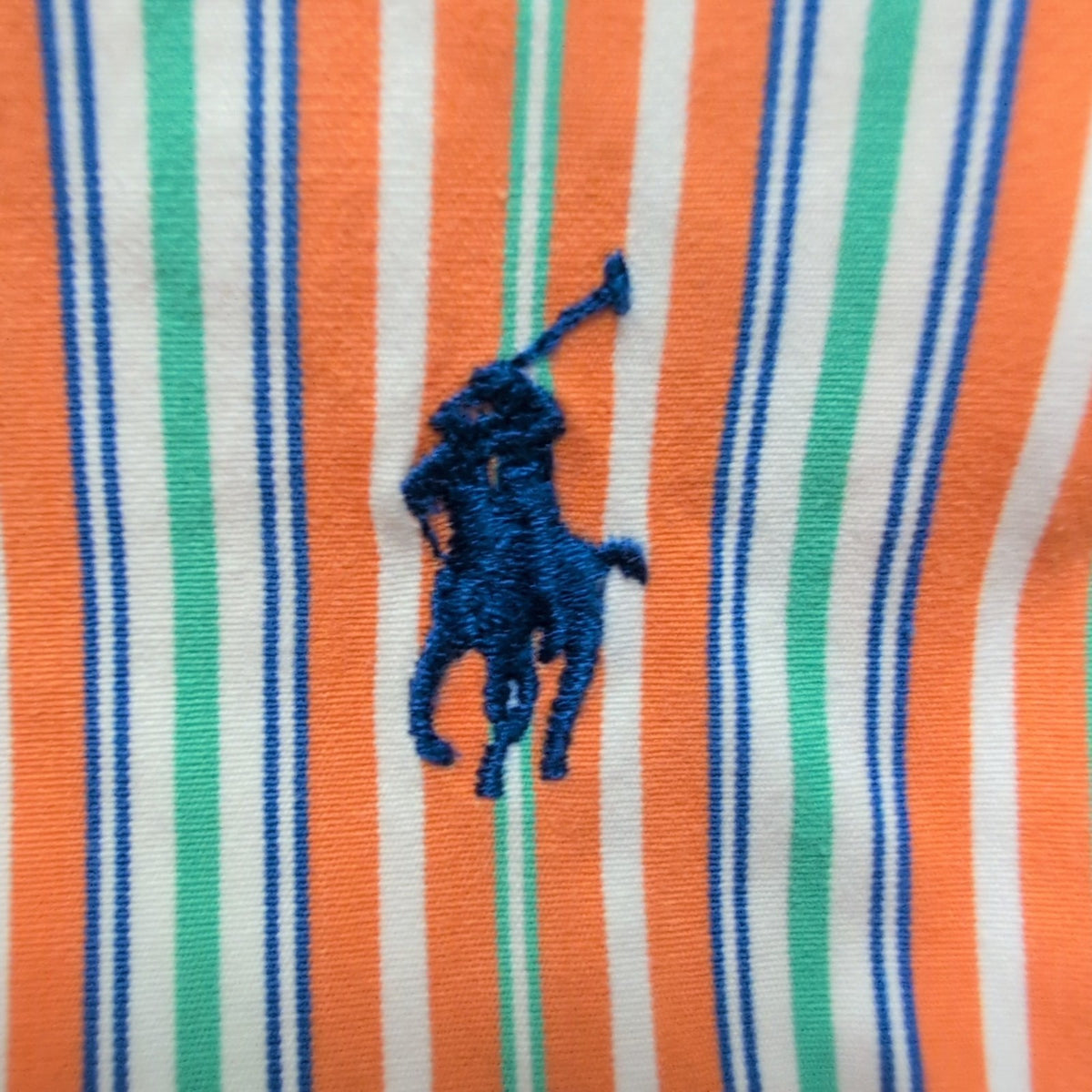 Chemise Ralph Lauren XL Rayures Orange Bleu Vert Logo Bleu Coton