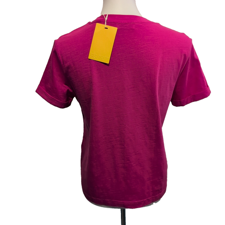 Haut Esprit Femme S Rose Fuchsia Manches Courtes Coton Neuf Étiquette