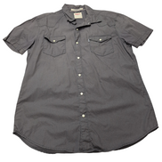 Chemise Levi's marron gris uni manches courtes western cowboy taille L 2 poches