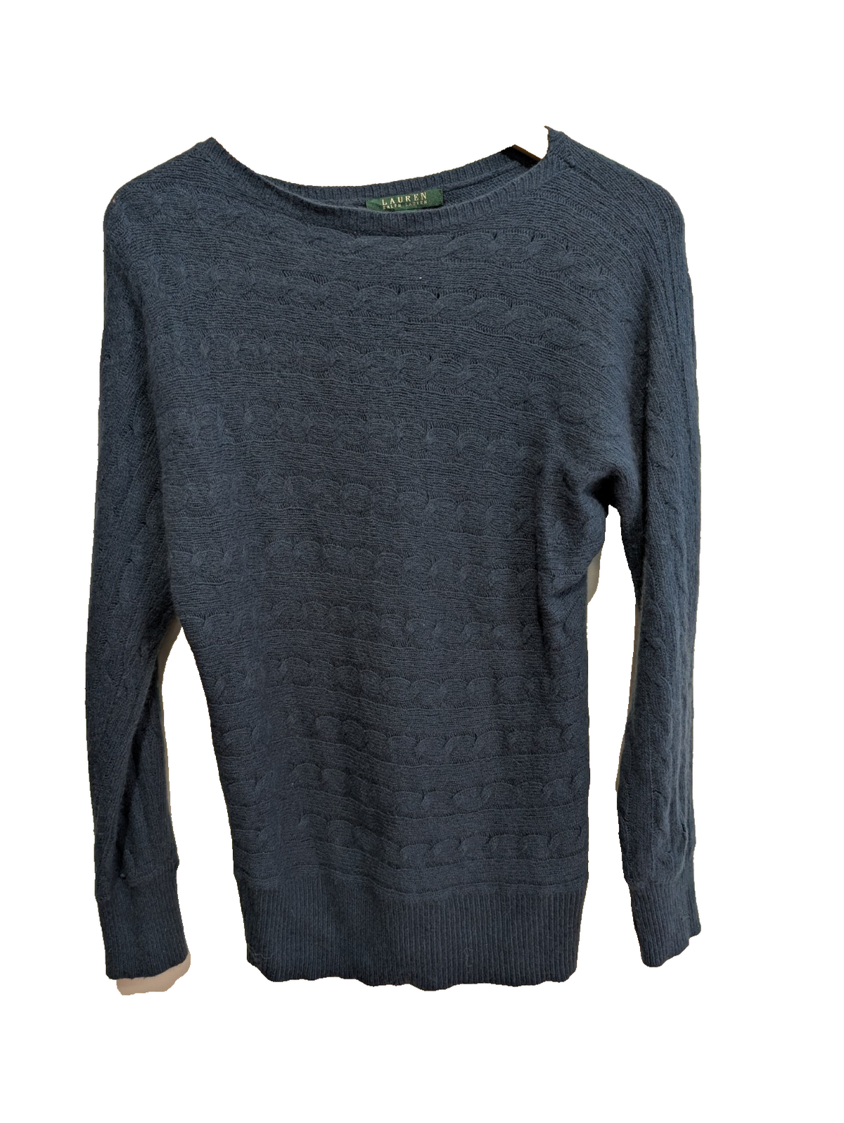 Pull Lauren Ralph Lauren femme L bleu laine cachemire maille texturée