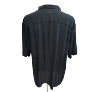 Chemise Hawaïenne Vintage Silk Taille XL Noire 100% Soie Manches Courtes