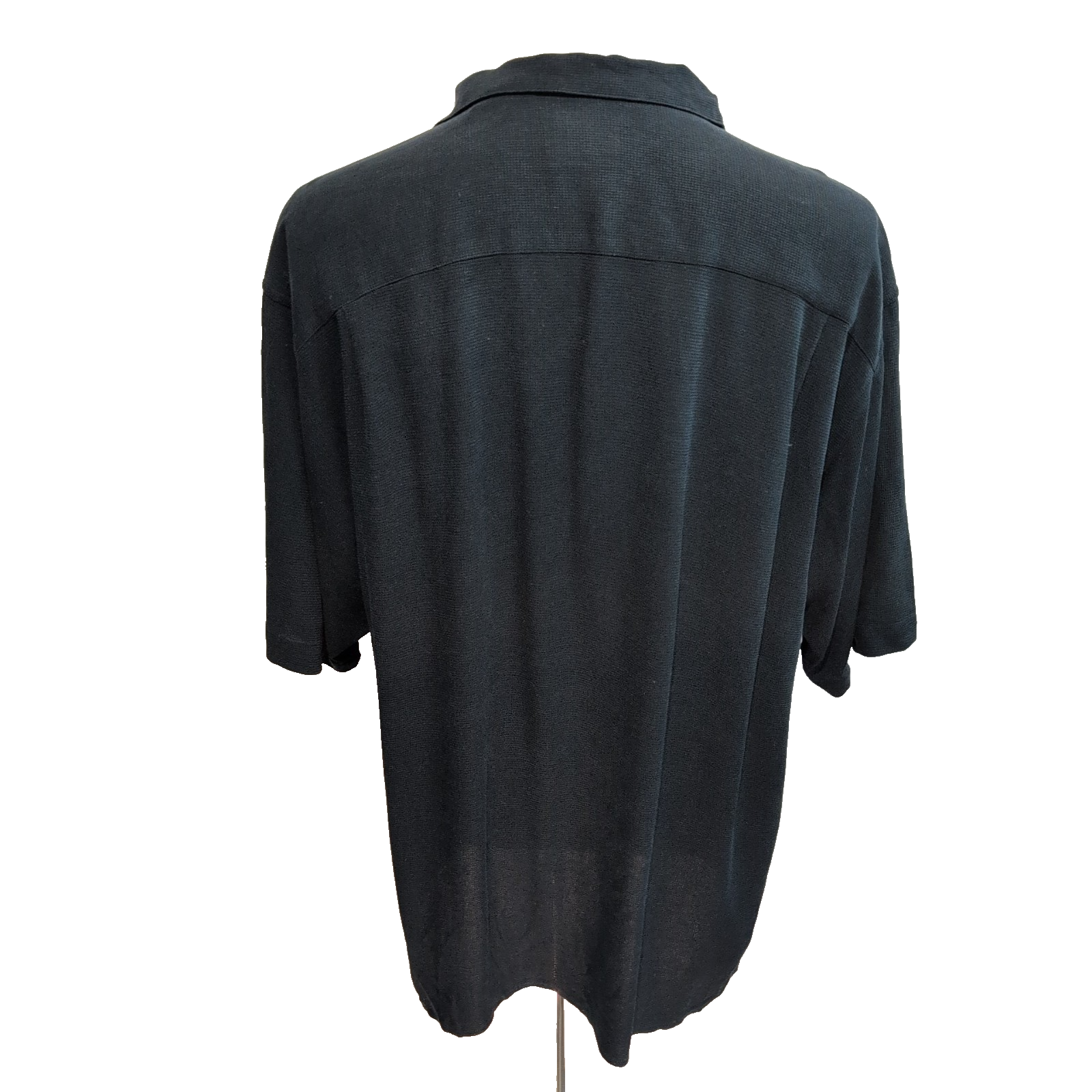 Chemise Hawaïenne Vintage Silk Taille XL Noire 100% Soie Manches Courtes