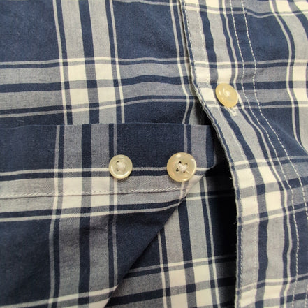 Chemise CHAPS à carreaux bleu marine manches courtes taille L #127e