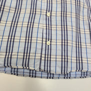 Chemise BURBERRY 100% Coton Bleu Carreaux L XL Logo Brodé Poche Boutonnée
