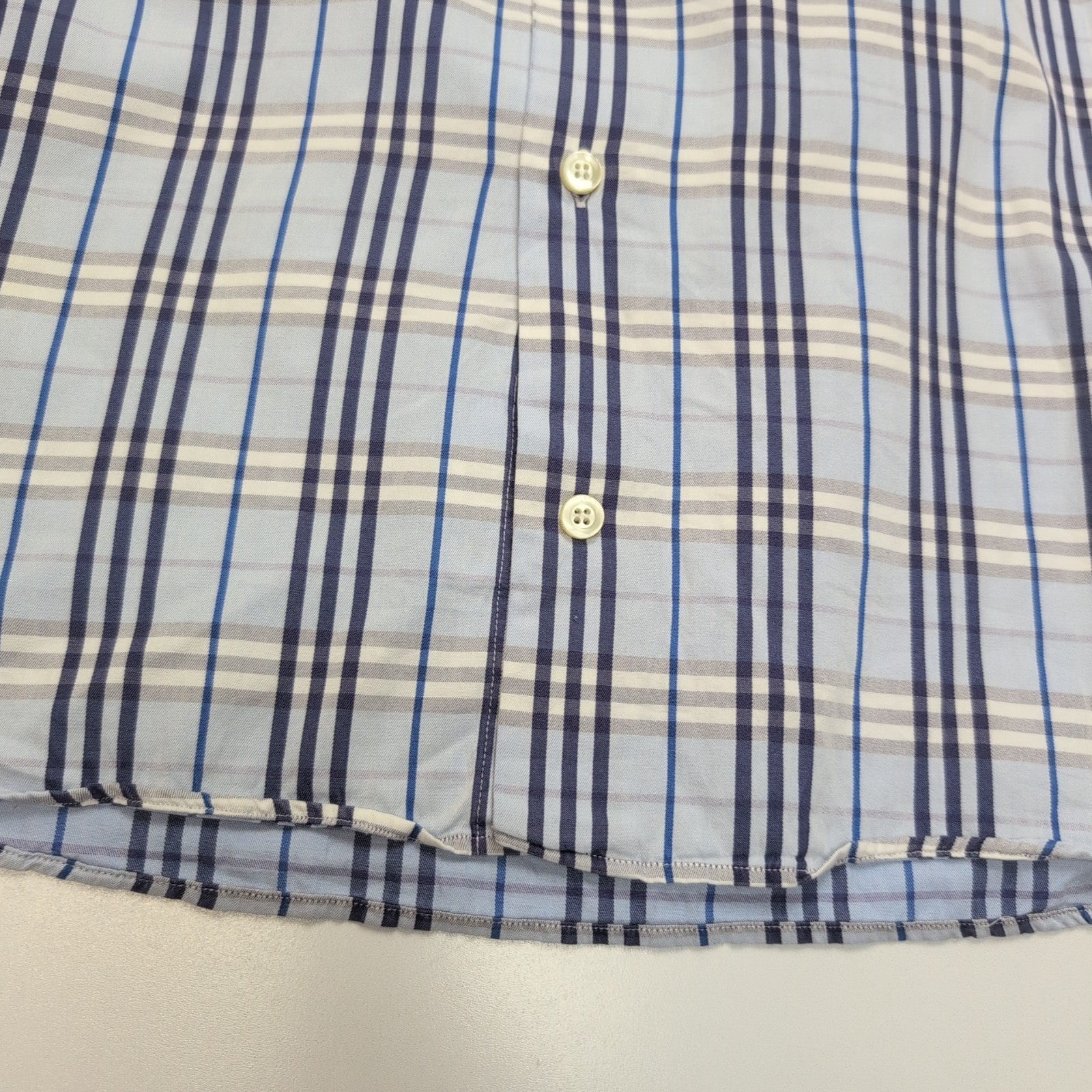 Chemise BURBERRY 100% Coton Bleu Carreaux L XL Logo Brodé Poche Boutonnée