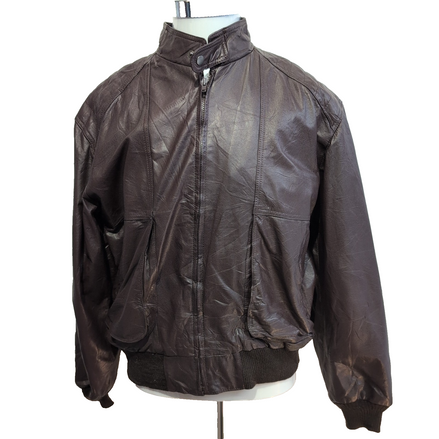 Vintage Stratojac Leather Bomber Jacket 42 Harrington Burgundy Veste Cuir |49c