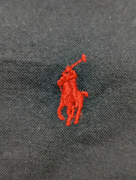 CHEMISE Ralph Lauren Homme S SLIM FIT Bleu Marine Uni Logo Rouge Classique