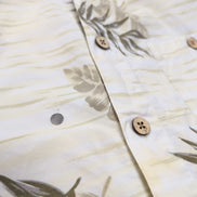 Chemise Hawaïenne Gotcha Sport XL 100% Coton Blanc Feuillage Boutons Bois