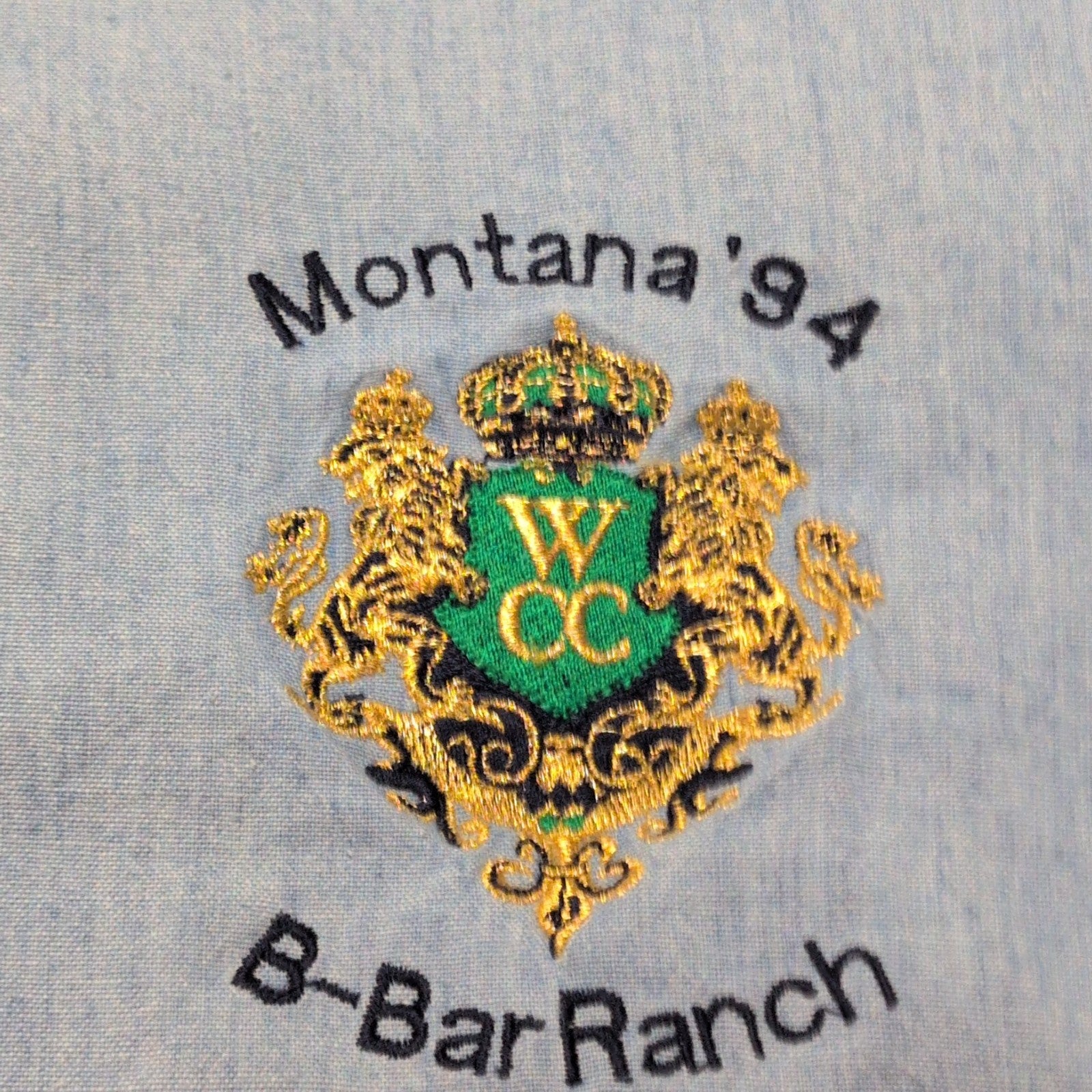 Chemise Ralph Lauren L Bleu Jean Montana 94 B-Bar Ranch WCC Broderie effet Or