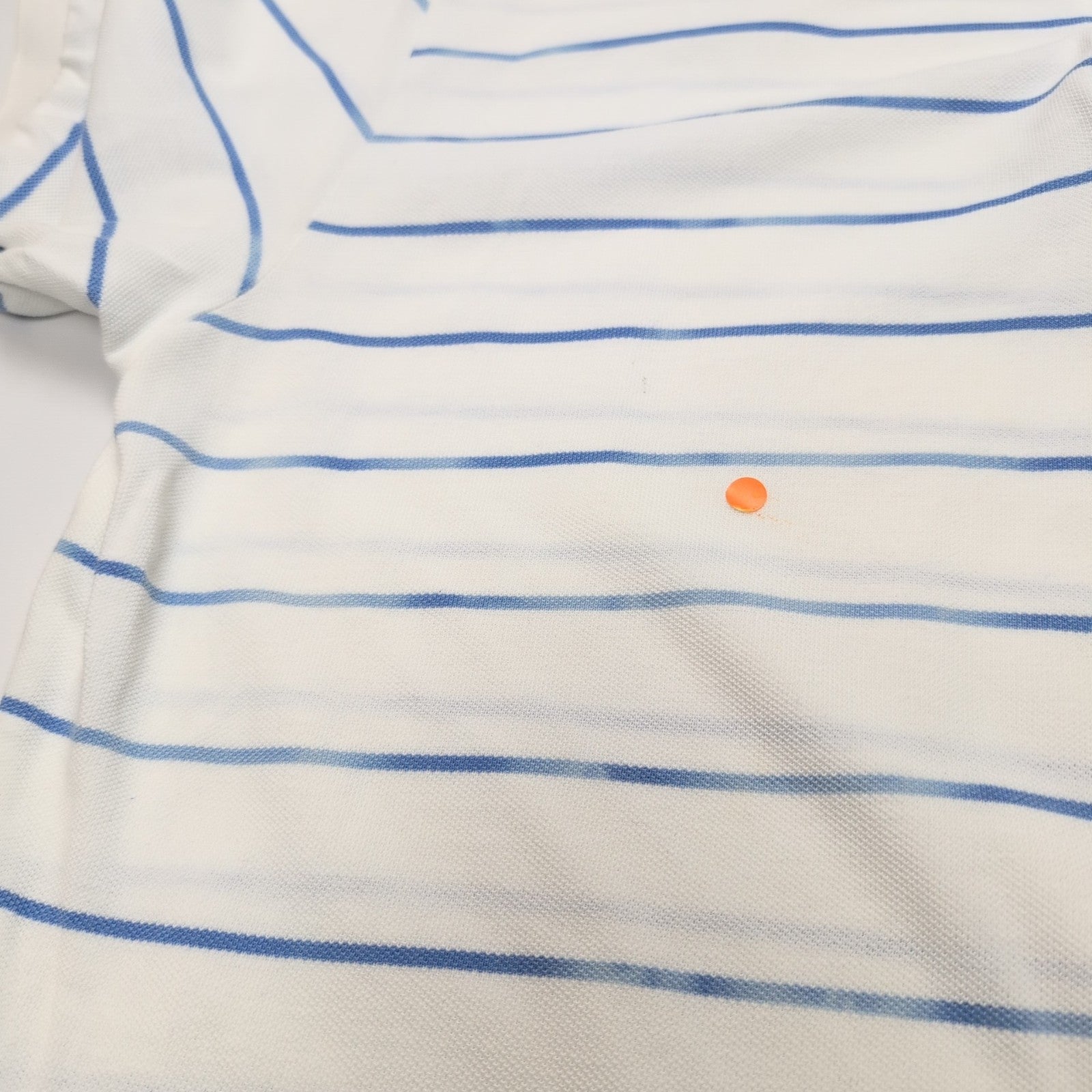 Polo Ralph Lauren Homme XL Blanc Rayures Bleues Logo Noir Polo Manches Courtes