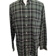 🐻 CHEMISE FLANELLE CHAPS XL (TG) CARREAUX VERT KAKI NOIR LOGO BRODÉ