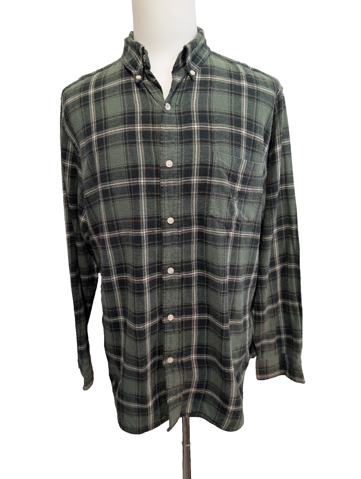 🐻 CHEMISE FLANELLE CHAPS XL (TG) CARREAUX VERT KAKI NOIR LOGO BRODÉ