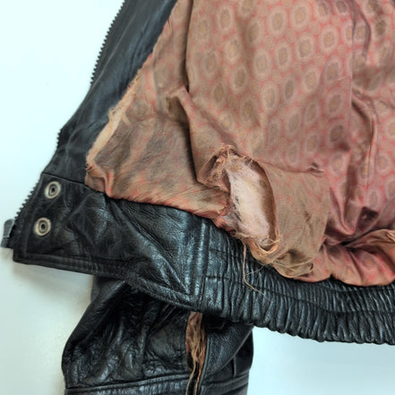🖤 ARCHITECT Blouson Cuir Véritable Noir Bomber AVIATEUR Doublé Taille L |40c