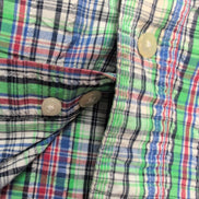 Chemise CHAPS verte à carreaux manches courtes taille L #105e