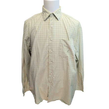 Chemise Nautica XL Vert Pâle Carreaux Bleus 100% Coton Manches longues