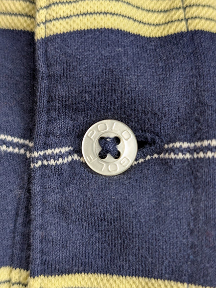 Polo manches courtes Polo Ralph Lauren Golf XL marine rayures jaunes coton Pima