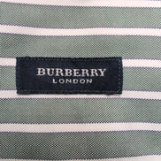 Chemise BURBERRY M Verte Rayures Blanches Oxford Logo Brodé Manches Longues