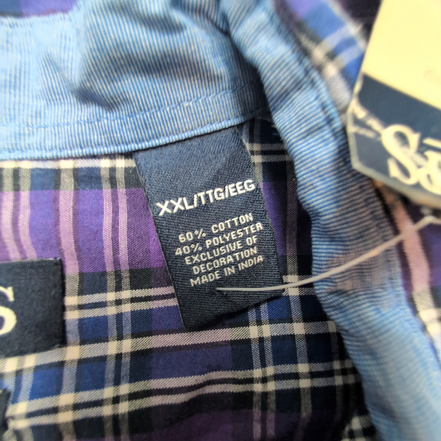 Chemise CHAPS violette à carreaux taille XXL Neuve #76e