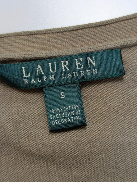 Gilet Lauren Ralph Lauren Femme Kaki Boutons Or Gravés - Taille S