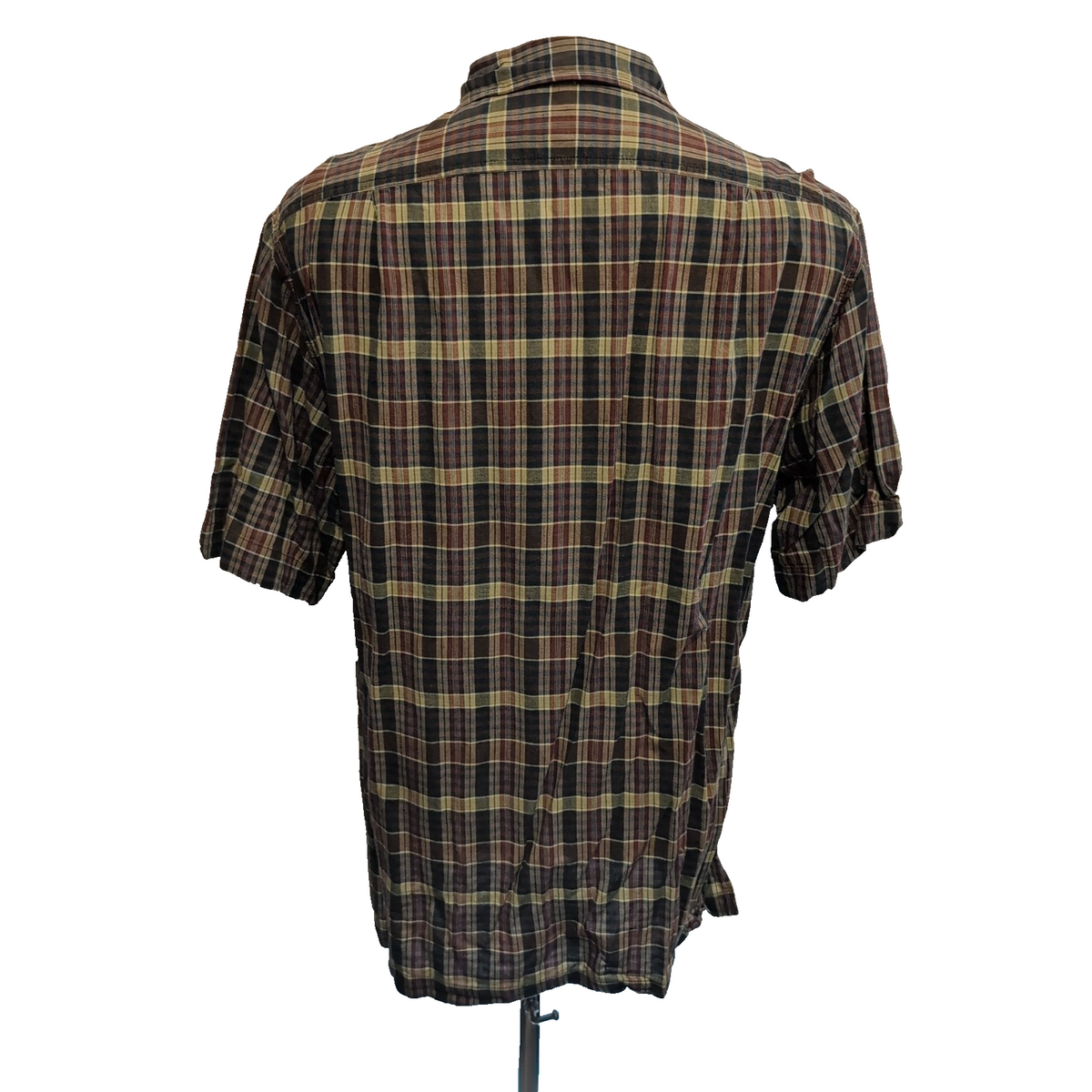 Chemise Polo Ralph Lauren Vintage L Marron Kaki Logo Drapeau USA Manches Courtes