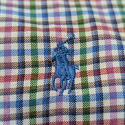 CHEMISE Ralph Lauren Homme L SLIM FIT Multicolore Carreaux Logo Bleu 100% Coton