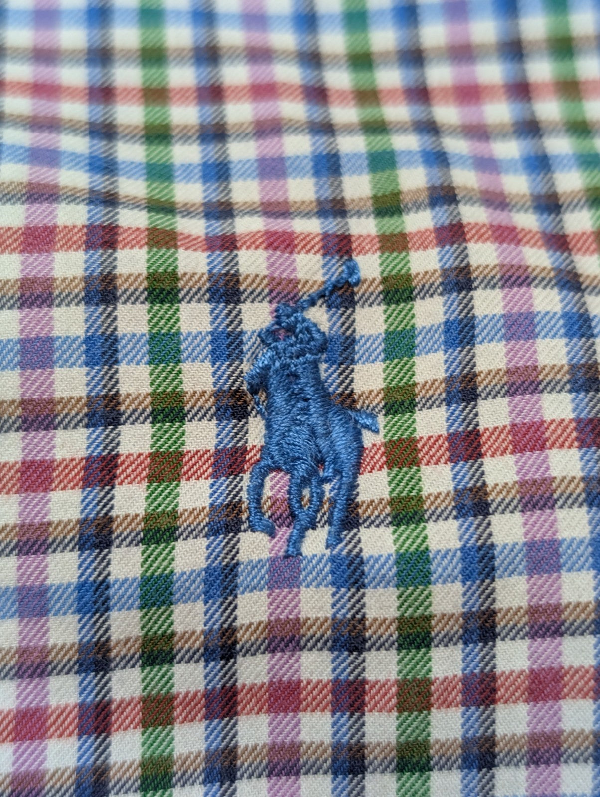 CHEMISE Ralph Lauren Homme L SLIM FIT Multicolore Carreaux Logo Bleu 100% Coton