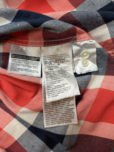 Chemise Levi's à Carreaux Rouge Blanc Bleu - Effet Lin Manches Longues T.XL