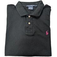 Polo manches courtes Ralph Lauren Sport femme XL taille S/M noir logo rose