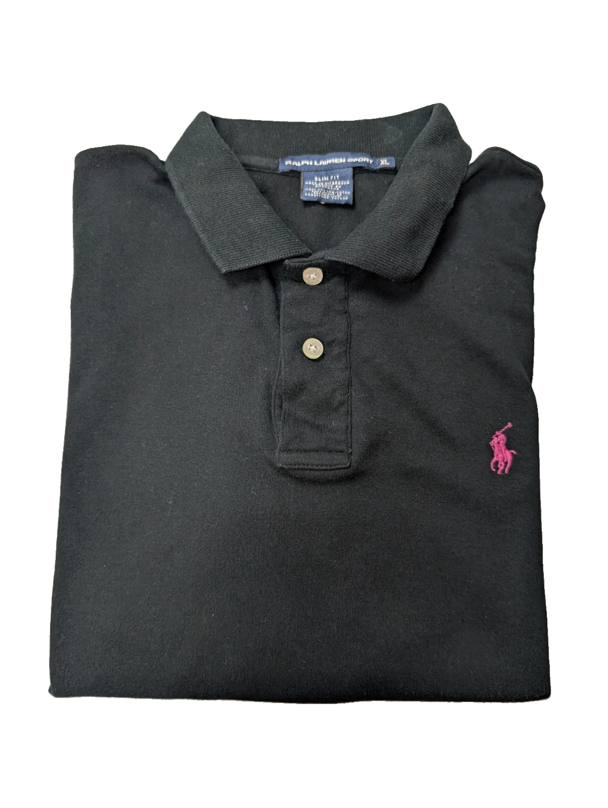 Polo manches courtes Ralph Lauren Sport femme XL taille S/M noir logo rose
