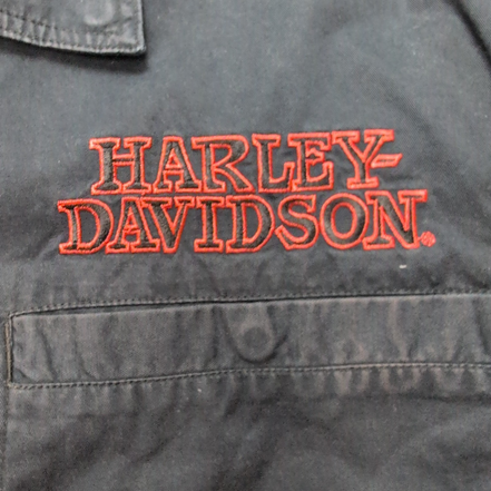 Chemise Harley Davidson 2XL Noire Tête de Mort Flammes Brodée USA