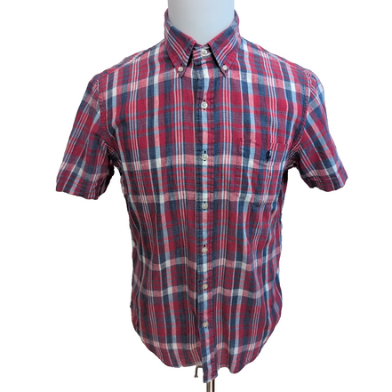 Chemise Ralph Lauren Bleeding Madras M rouge bleu manches courtes