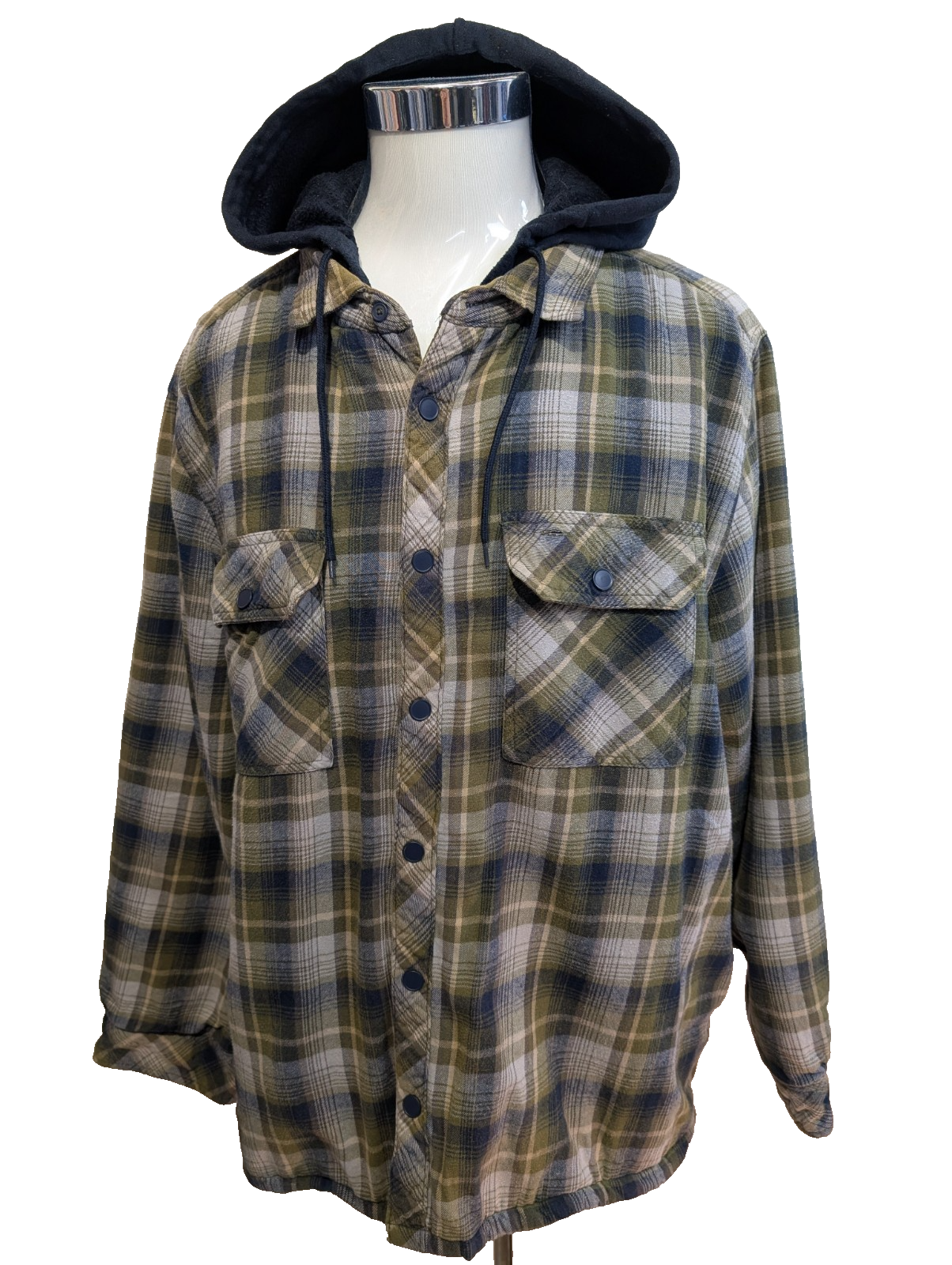 Boston Traders Veste Capuche Matelassée Carreaux Kaki Bleu XXL 🔥|260S