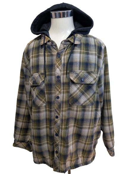 Boston Traders Veste Capuche Matelassée Carreaux Kaki Bleu XXL 🔥|260S