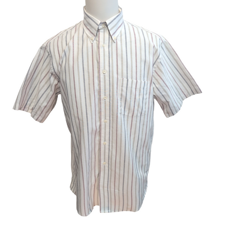 Chemise Arrow Made in USA XL Oxford Blanc Rayures manches courtes