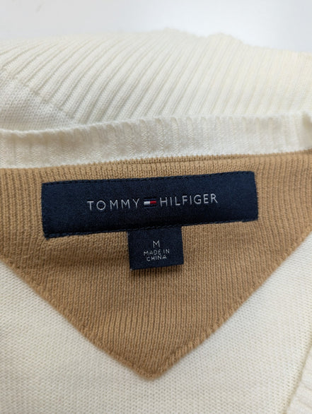Pull Tommy Hilfiger Homme Col V Losanges Arlequin Gris & Marron - Taille M
