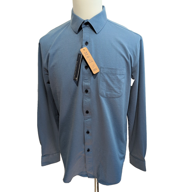 Chemise Rue Saint-Patrick Montréal L Bleu Stretch Neuve Étiquette Easy Care