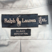 Chemise Ralph Lauren Blake Taille XL Bleu Clair Manches Courtes Logo Marron