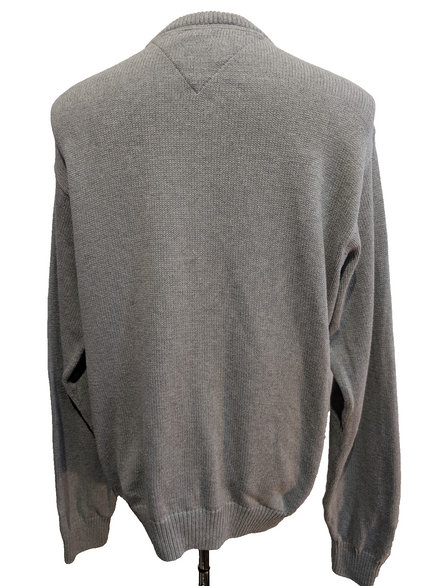 Pull Tommy Hilfiger Homme Col Rond Gris Maille Robuste - Taille XL