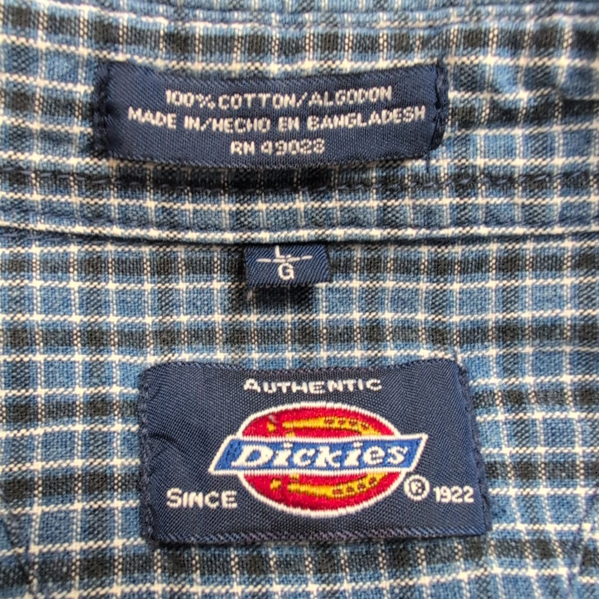 Dickies chemise bleu à carreaux 100% coton 2 poches taille L workwear