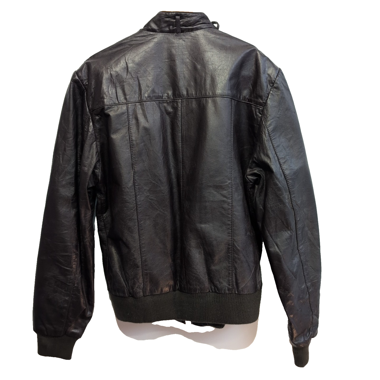 🧥 VINTAGE BERMAN'S Blouson Cuir Marron Veste Biker Bomber Zippé T. 40 M/L |39c