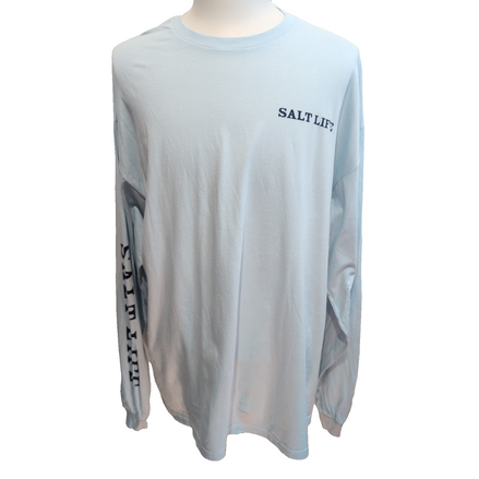 T-shirt Salt Life Manches Longues 2XL Bleu Clair Coton Neuf avec Étiquette
